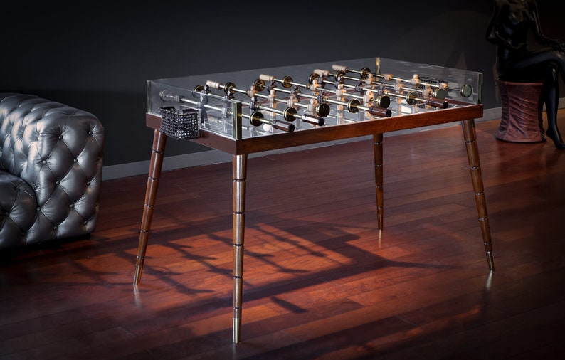 ✨Handmade Walnut & Plexiglass Foosball Table, Luxury Home Decor🤩