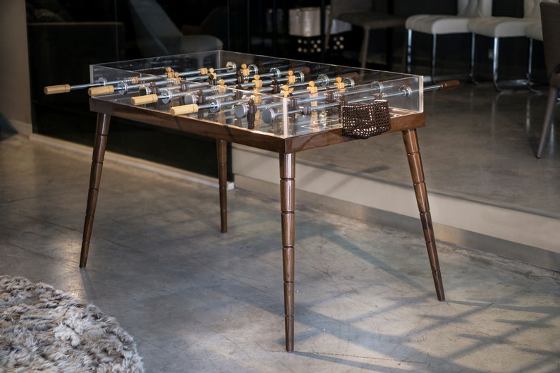 ✨Handmade Walnut & Plexiglass Foosball Table, Luxury Home Decor🤩