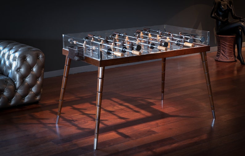 ✨Handmade Walnut & Plexiglass Foosball Table, Luxury Home Decor🤩