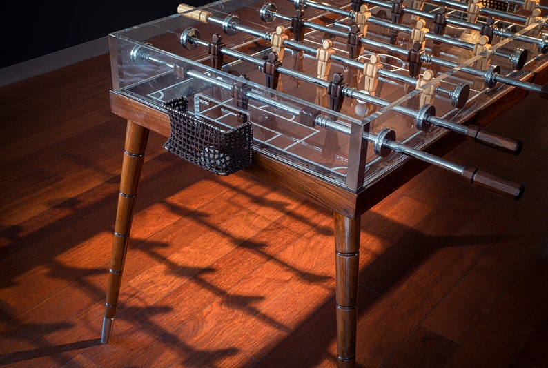 ✨Handmade Walnut & Plexiglass Foosball Table, Luxury Home Decor🤩