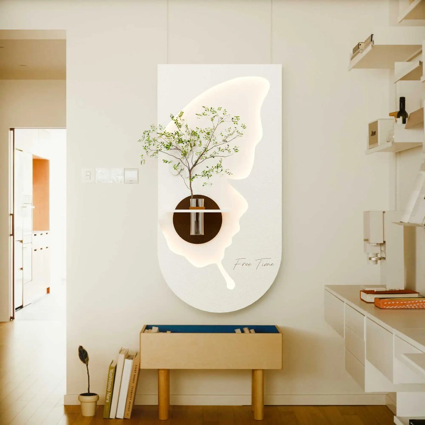✨Modern Home 3D Wall Decor with Glass Vase🌷, hydroponic plants Wall-Painting Lamp, Suitable for Bedroom, Living Room, Hotel🌻