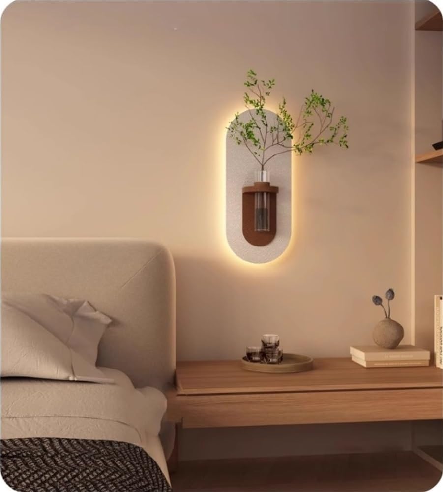 ✨Modern Home 3D Wall Decor with Glass Vase🌷, hydroponic plants Wall-Painting Lamp, Suitable for Bedroom, Living Room, Hotel🌻