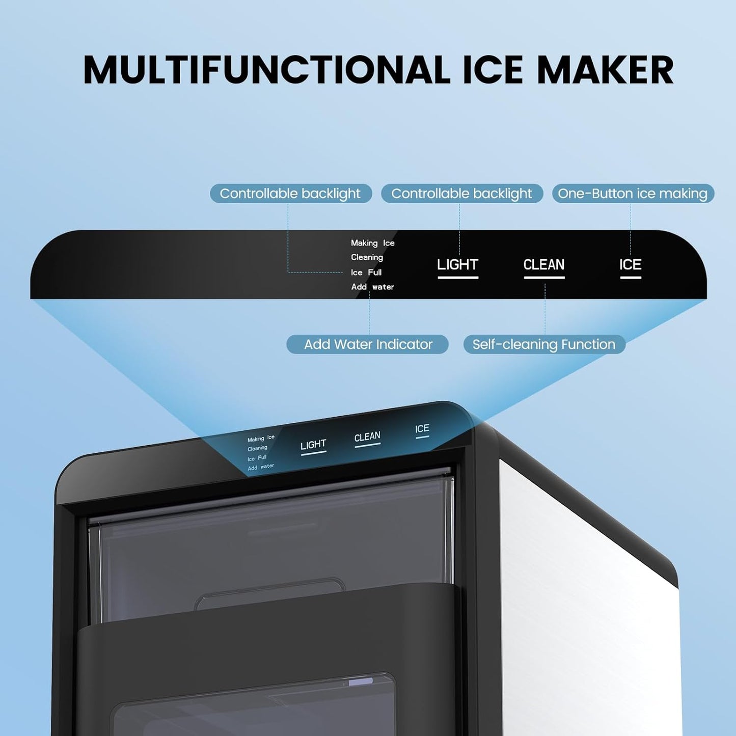 ✨Nugget Ice Makers Countertop, 44Lbs/24H Crushed Ice Maker & Pebble Ice Machine, Pellet Ice Makers with Ice Scoop &Removable Basket,Sonic Countertop Ice Machine for Home/Kitchen/Office