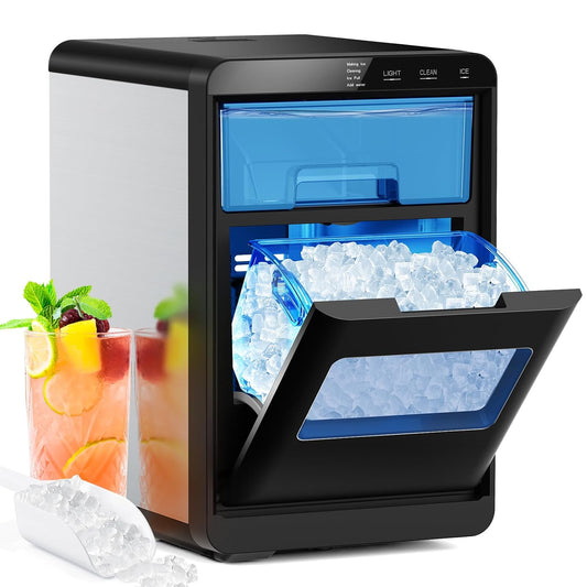 ✨Nugget Ice Makers Countertop, 44Lbs/24H Crushed Ice Maker & Pebble Ice Machine, Pellet Ice Makers with Ice Scoop &Removable Basket,Sonic Countertop Ice Machine for Home/Kitchen/Office