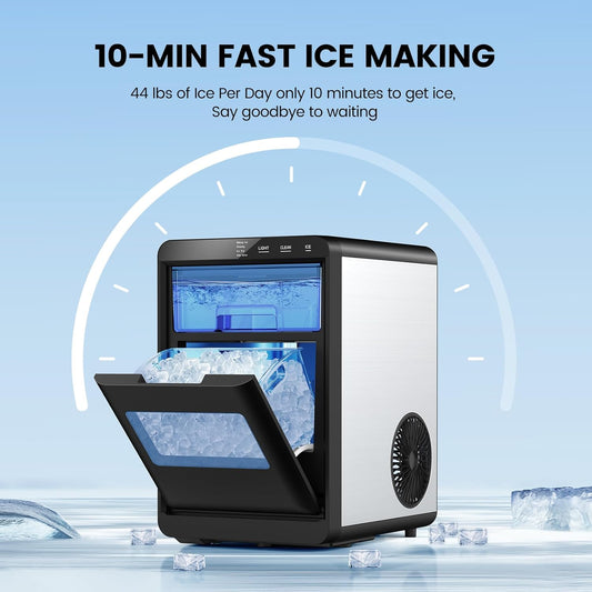 ✨Nugget Ice Makers Countertop, 44Lbs/24H Crushed Ice Maker & Pebble Ice Machine, Pellet Ice Makers with Ice Scoop &Removable Basket,Sonic Countertop Ice Machine for Home/Kitchen/Office