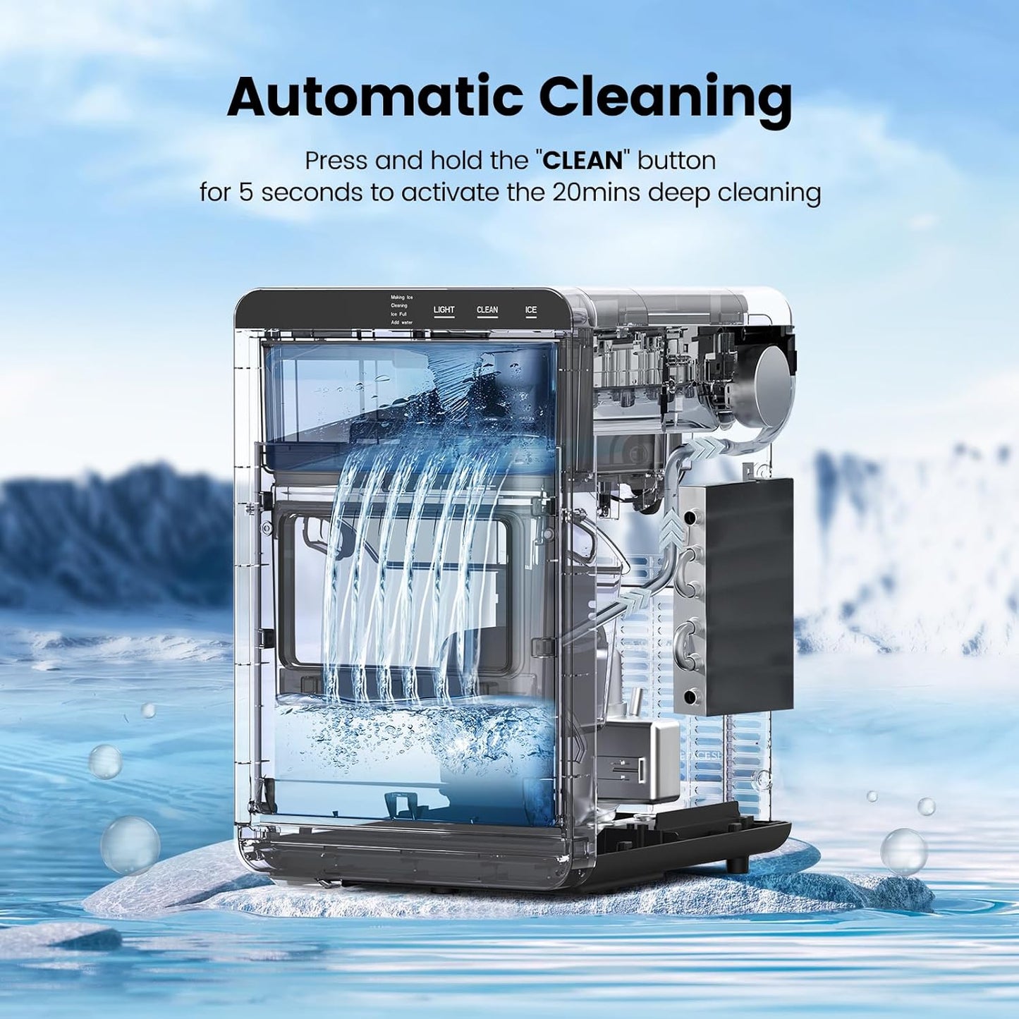 ✨Nugget Ice Makers Countertop, 44Lbs/24H Crushed Ice Maker & Pebble Ice Machine, Pellet Ice Makers with Ice Scoop &Removable Basket,Sonic Countertop Ice Machine for Home/Kitchen/Office