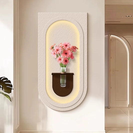 ✨Modern Home 3D Wall Decor with Glass Vase🌷, hydroponic plants Wall-Painting Lamp, Suitable for Bedroom, Living Room, Hotel🌻